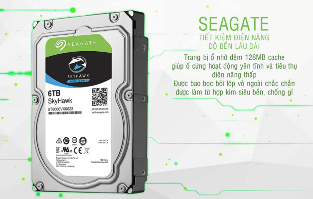 Ổ cứng chuyên dụng 6TB SKYHAWK SEAGATE ST6000VX001