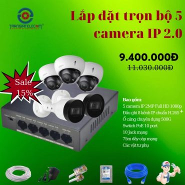 Lắp đặt trọn bộ 5 Camera IP 2.0 DAHUA
